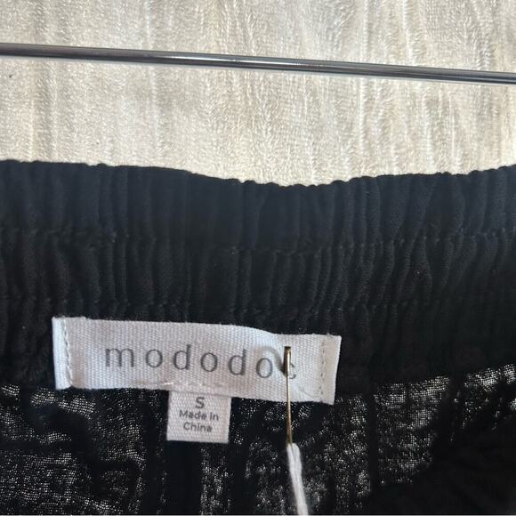 Mododoc Relaxed Fit Cropped Pants Gauze Lightweight Elastic Waist Black NWT Sz S - Picture 6 of 9